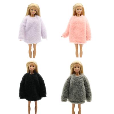 China stuffed & Wholesale plush toy 11-12 inch faux fur outfit barbie doll clothes for 30cm dolls for sale