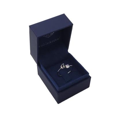 China Deployment of & Custom Elegant Dark Blue Packaging Jewelry Ring Box for sale