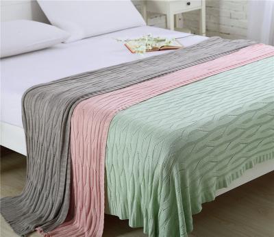 China i@home Bed Sofa Summer Fireproof Bamboo Cooling Soft Woven Knit Throw Blanket for sale