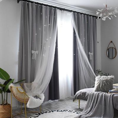 China Blackout i@home Blackout Polyester Double Layer Cavity Stars Korean Home Curtains For Bedroom for sale