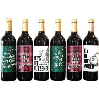 China Christmas Party Decorations Waterproof Adhesive Wine Bottle Paper Labels Te koop