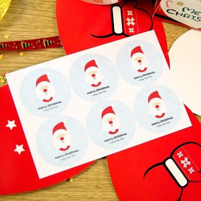 China Christmas Decoration Waterproof Round Plastic Round Sticker Label Adhesive Paper Sticker for sale