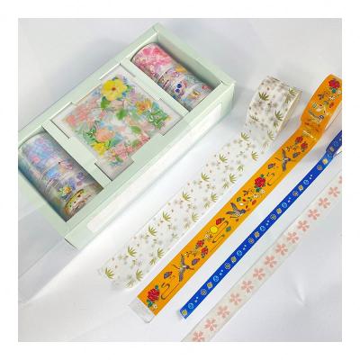 China High Quality Flower Waterproof PVC Roll Transparent Washi Tape Sets for sale