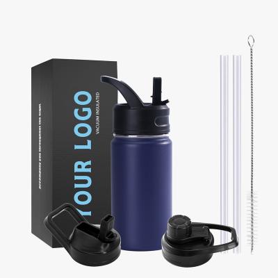 China Business Sport Insulated 12oz 18/8 Stainless Steel Double Wall Vacuum Water Bottle With Straw à venda