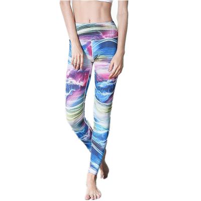 China CPG Global Women's Fitness Legging Sport Running Pants Yoga  Watercolor Blue Print  High Quality HK16 for sale