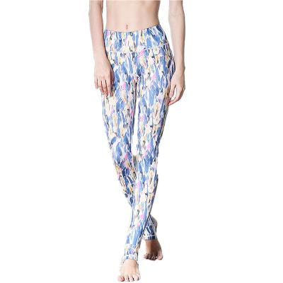 China CPG Global Women's Gyg Legging Sport Running Pants Yoga  Floral Blue Print  Slim Fit HK19 for sale