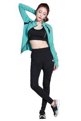 China CPG Global Multi-Color Breathable 3 Pieces Sets Long Sleeves Gym Running Racerback Sports Bra with Yoga Pants T1017 for sale