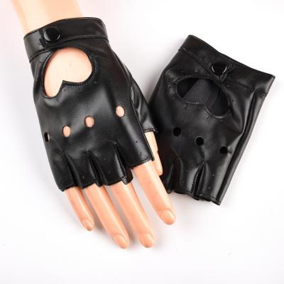 China Decorate Multicolor Full Palm Half Finger PU Leather Ladies Performance And Party Gloves for sale