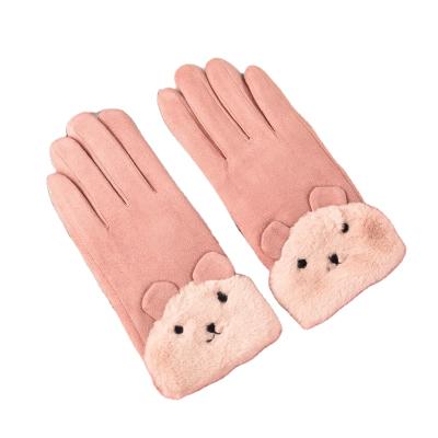 China Comfortable Suede All Fingers Slim Wool Rabbit Down Womens Warm Winter Gloves for sale