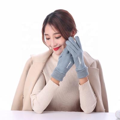 China Comfortable Hand Warmer Winter Gloves Women Arm Warm Mitten Suede Gloves for sale