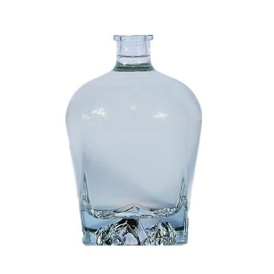 China Wine Luxury Label Whiskey Bottle Beverage Vodka Transparent Glass Bottle 500ml 750ml - 375ml 500 Wholesale Transparent Top Circle Purchase for sale