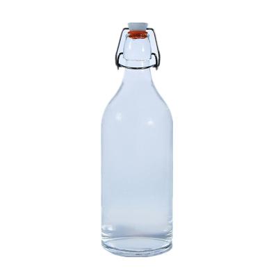 China 250ML 500ml 1000ml Beverage Flat Bottom Screw Top Beer Glass Wine Bottle Transparent Whiskey Wine Bottle for sale