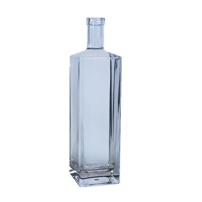 China Custom Transparent Round Empty Beverage Vodka Tequila Bottle 200ml 375ml 500ml 750ml 1000ml Flint Glass Liquor Wine Whiskey With Cork Lid for sale