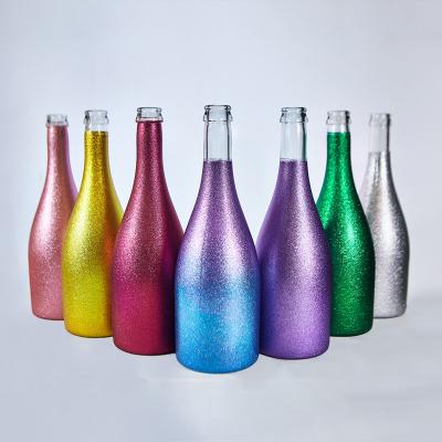 China Beverage Plating Silver Chrome Gold Blue Green Color Vodka Champagne Spirits Liquor Gin Glass Bottle for sale