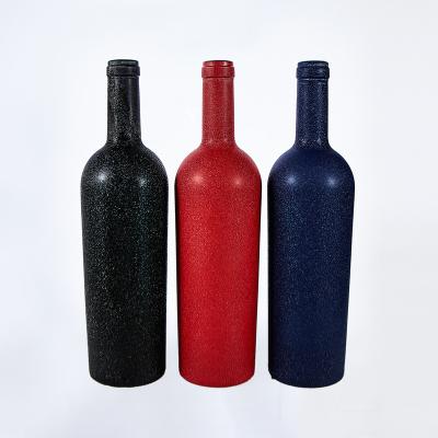 China Manufacturer 750ml Champagne Burgundy Wine Glass Bottle Wrinkle Dark Green Effect Wholesale Empty Luxury Red Wine Bottle Beverage Bottle for sale