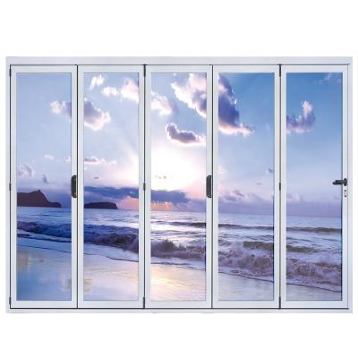 China Tempered Glass Doors Aluminum Bifold Folding Door Glass With Roto Hardware for sale