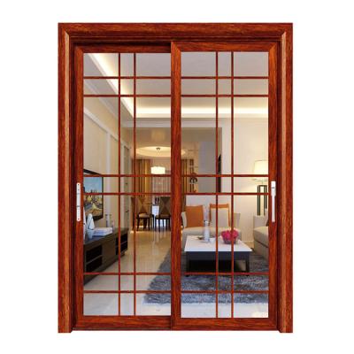 China Decorative Front Design Sliding Door / Wood Grain Door Sliding With Lace Bar for sale