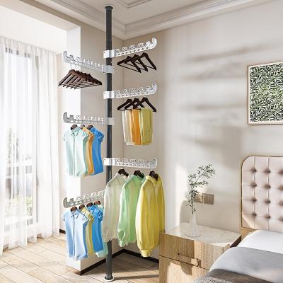 China Hot Sale 3m Clothes Hanger Rack Stainless Steel Tension Coat Hanger No Drilling Poles Living Room Telescopic Clothes Hanger for sale