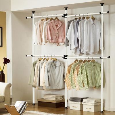 China Bedroom Adjustable Punch Free Storage Rack Single Retractable Clothes (Waist) Pull Out Tension Wardrobe Closet Rods for sale