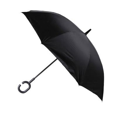 China Double Layer 23inch*8k Automatic Open Inverted Umbrella With C Handle Rubber Umbrella for sale