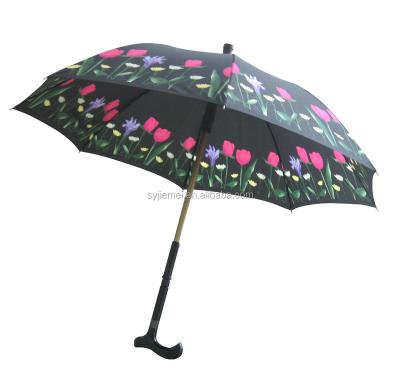 China Minimalist crutch umbrella or stick umbrella with crutch shape handle for sale