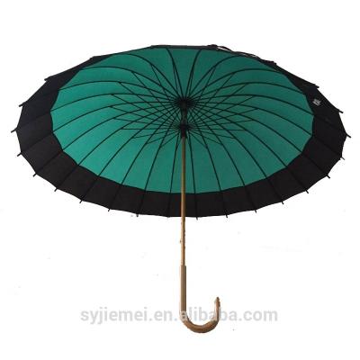 China Durable 23 Inch Stick Umbrella Hanging Umbrella With Wood Handle Pongee Fabric For Adult for sale