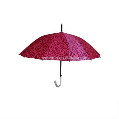 China Automatic Open Waterproof Silver Stick Umbrella Fabric J Handle Satin Print Satin Straight Umbrella for sale