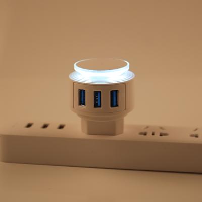 China LVSHUO 2021 New Arrivals 3 Mobile Phone 5V 2A Usb Left Fast Charging Charger With Adjustable Night Light for sale