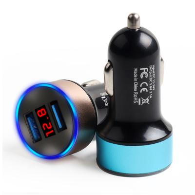 China Universal Aluminum Car Charger 2 USB Port Fast Dual Port 3.1A Dual USB Car Charger for sale