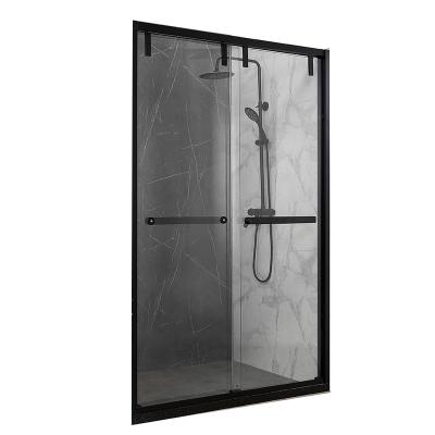 China 2021 New Product Stainless Steel Black Top View Sliding Door Two Extend Sliding Safety Toilet Screen Bathroom Door Shower Room KL-B008 for sale