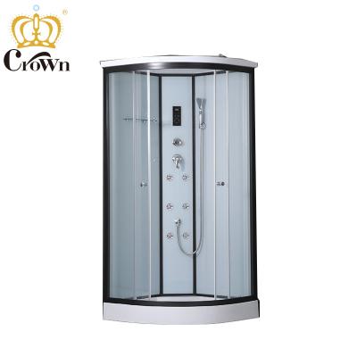 China Modern Low Shower Tray Templed Clear Glass Hydro Massage 80x80 Shower Cabin With Glass Shelf for sale