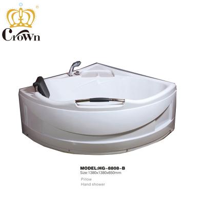 China Modern Pillow And Shower Freestanding 1400mm Corner Bathtub For Fat People for sale