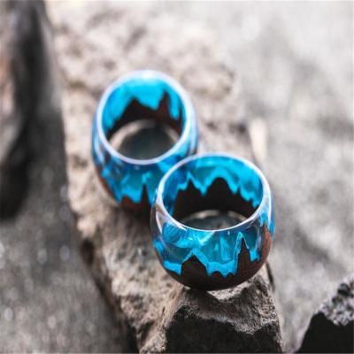 China New Arrival Vintage Ocean Epoxy Clear Plant Bright Diy Flower Acrylic Resin Handmade Dry Wooden Rings for sale