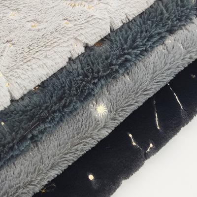 China Special Brushed Sueded Velvet Gilding Constellation Pattern Plush Fabric PV Fabric For Christmas Gift Production for sale