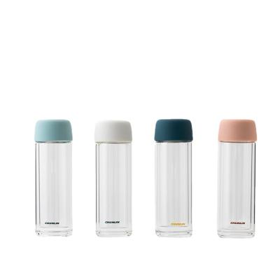 China Factory Produced 2022 Sustainable Double Wall High Borosilicate Glass Water Bottle for sale