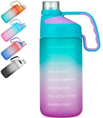 China Viable Motivational Water Bottle With Time Marker Leakproof Tritan BPA Free Fitness Sports Water Bottles With Custom Logo for sale