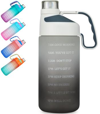 China 2022 Viable Water Bottle With Time Marker Tritan BPA Free Leakproof Fitness Sports Water Bottle With Straw for sale