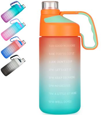 China Tritan BPA Viable Leak Free Motivational Water Bottle With Time Marker Sports Water Bottle With Removable Straw for sale