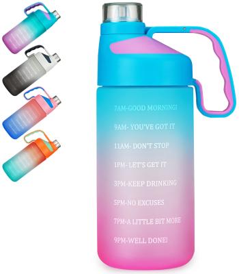 China Viable Wholesale Water Bottle With Time Marker Tritan BPA Free Leakproof Fitness Sports Water Bottle With Straw Reusable Water Bottles for sale