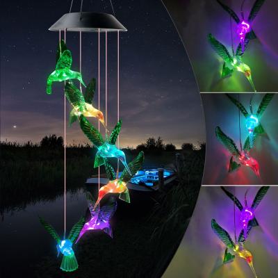 China Garden Amazon Christmas House Ornaments Wind Chimes Led Holiday Solar Panel Outdoor Garden Light for sale