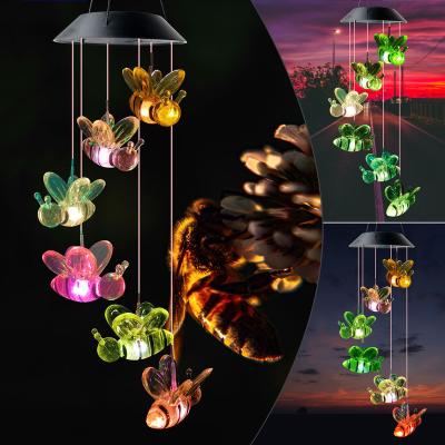 China Garden Led Outdoor Solar Panels Garden Lights Led Holiday Lighting Christmas Solar Bee Wind Chimes for sale