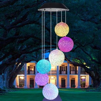 China Eco-friendly Outdoor Decorative Solar LED Wind Chimes Crystal Ball Wind Chimes Colorful Wind Chimes for sale