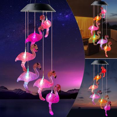 China Garden Flamingo Wind Rings Christmas Solar Garden Lights Led Solar Garden Holiday Light Outdoor Lighting for sale