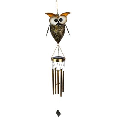 China Garden Wrought Iron Solar LED Christmas Lights Outdoor Waterproof Owl Wind Rings Garden Lights for sale