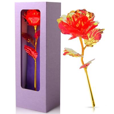 China Best Creative Amazon 24k Rose Simulation Flower Birthday Red Valentine's Day Wedding Anniversary Gift Automotive Selling for sale