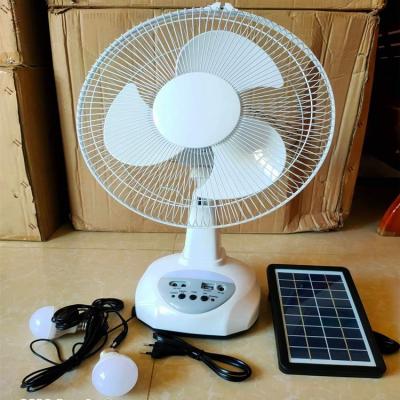 China Household+Outdoor 14inch rechargeable solar panel fan solar powered outdoor fans solar fan with led light  solar ceiling fan print logo for sale