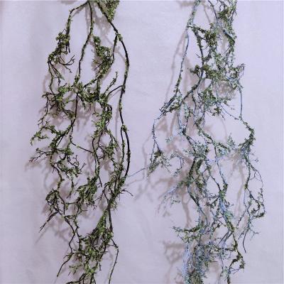 China Artificial Hanging Moss Plants Plastic Silk Vine Branches Hanging Geenery Curve Hanging Plant for sale