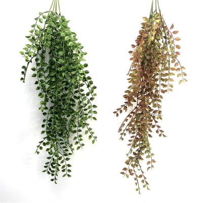 China 2 Colors Elegant Artificial Hanging Grass Plant Wholesale Leaves Artificial Hanging Leaves For Decoration for sale