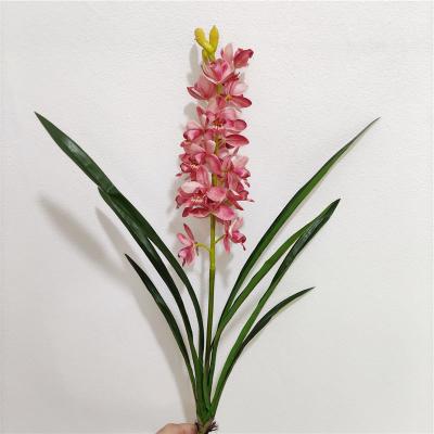 China Fashional Orchid Flower Artificial Cymbidium Bonsai Flower Silk Flower Home Decoration for sale