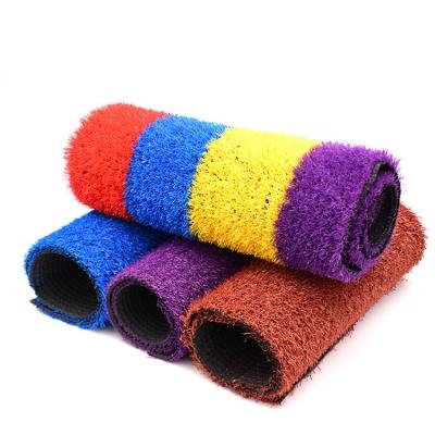 China Rainbow Kindergarten Supply Factory Biggest Elasticity Artificial Grass Mat Grass Turf With High Density for sale